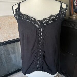 Shyanne Black Camisole with Lace Trim,  XS